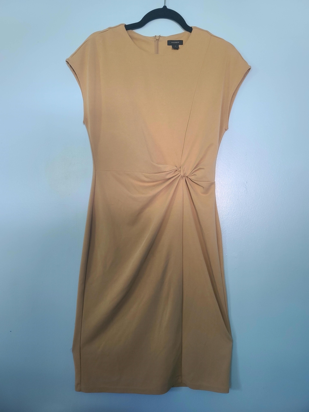Calvin Klein Camel Twist-Detail Sheath Dress